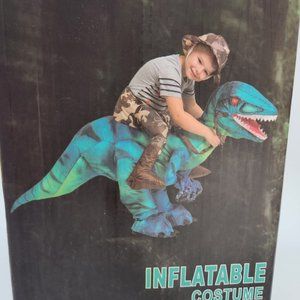 Dinosaur Costume Kids 55 Inch Blue Raptor Goosh Inflatable Cosplay Halloween